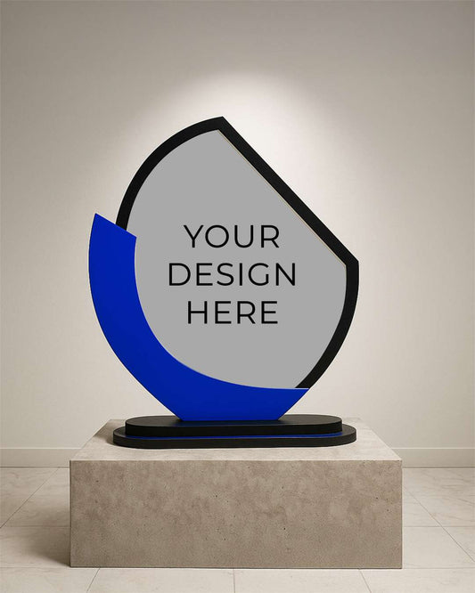 Customized Wooden Sublimation MDF and Acrylic Momento Trophy   | Blue