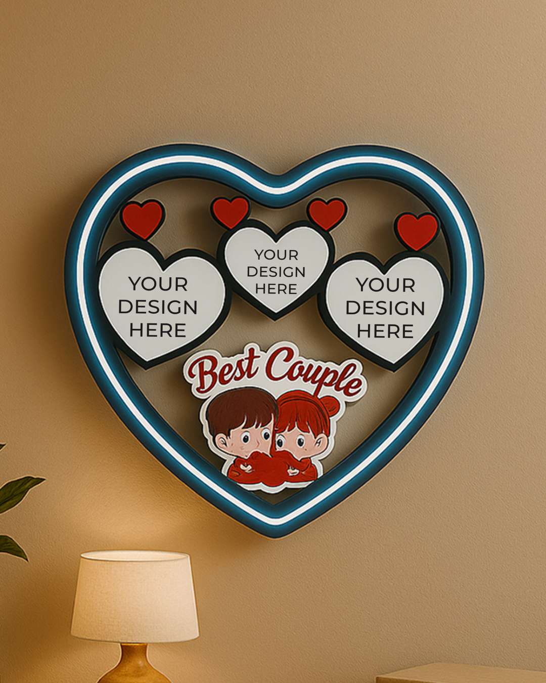 Best Collage Couple LED Photo Frame Heart Shape | White