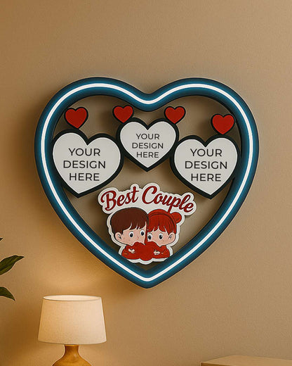 Best Collage Couple LED Photo Frame Heart Shape | White