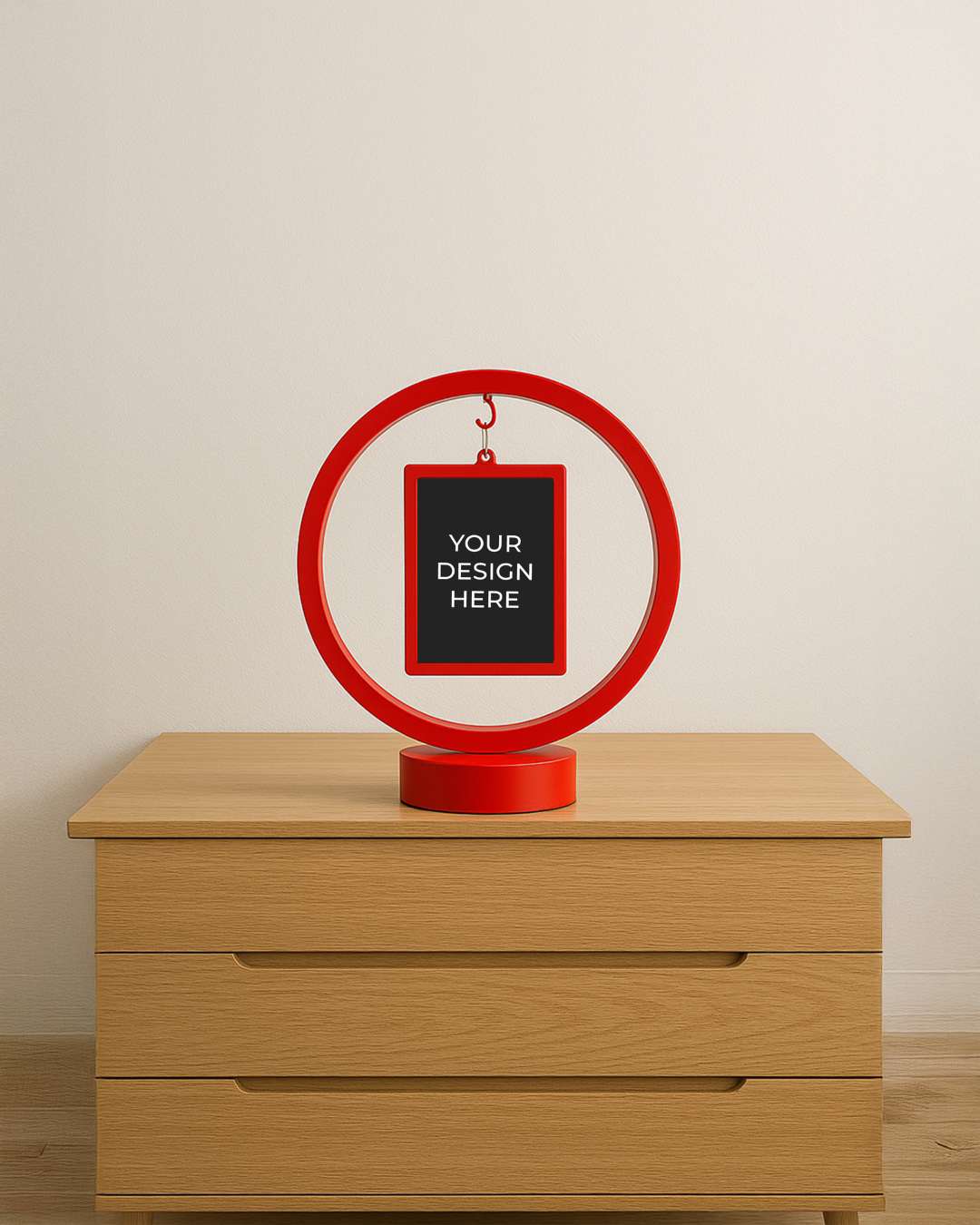 LED MDF Rotating Lamp Round & Rectangle Shape Photo Lamp   | Red