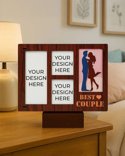 Best Couple Light Frame Photo Collage with three Pic - | Brown
