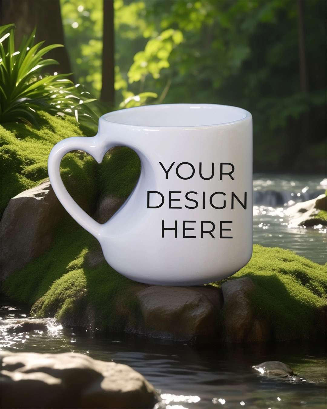 6oz White Color Heart Cut Shaped Mug  | White