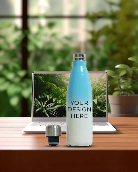 Bamboo Blank Flask Cola Shaped Bottle 600ml | White Gradient