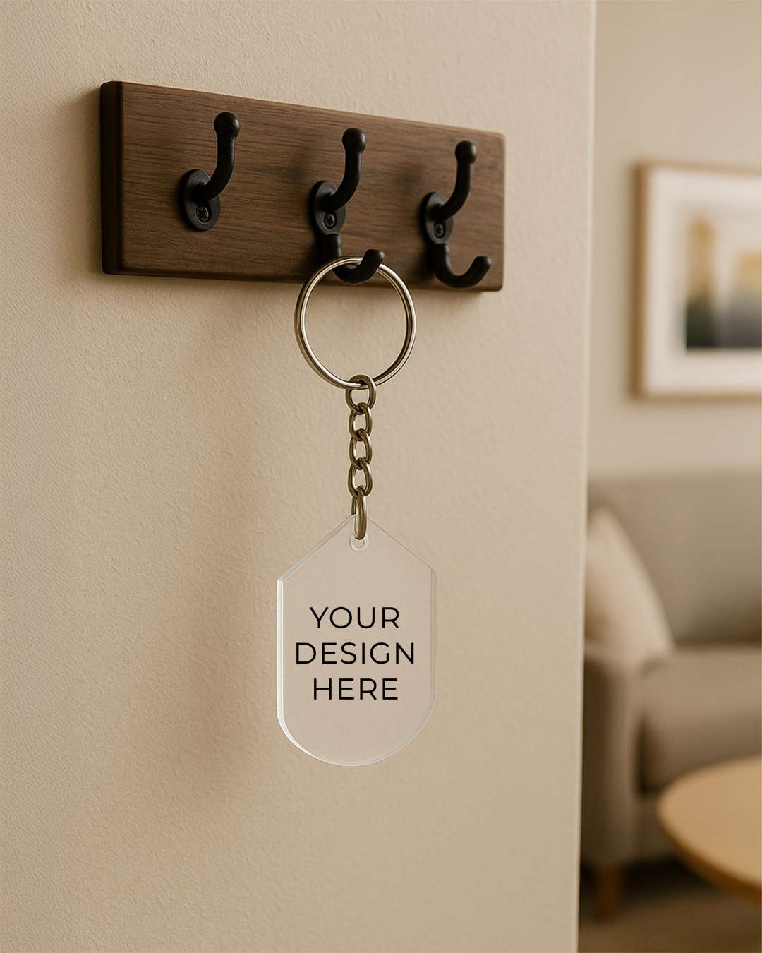 Hexa Shape Acrylic Key Chain | White