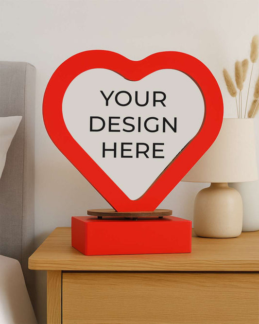 LED MDF Rotating Lamp Heart Shape Photo Lamp  | Red