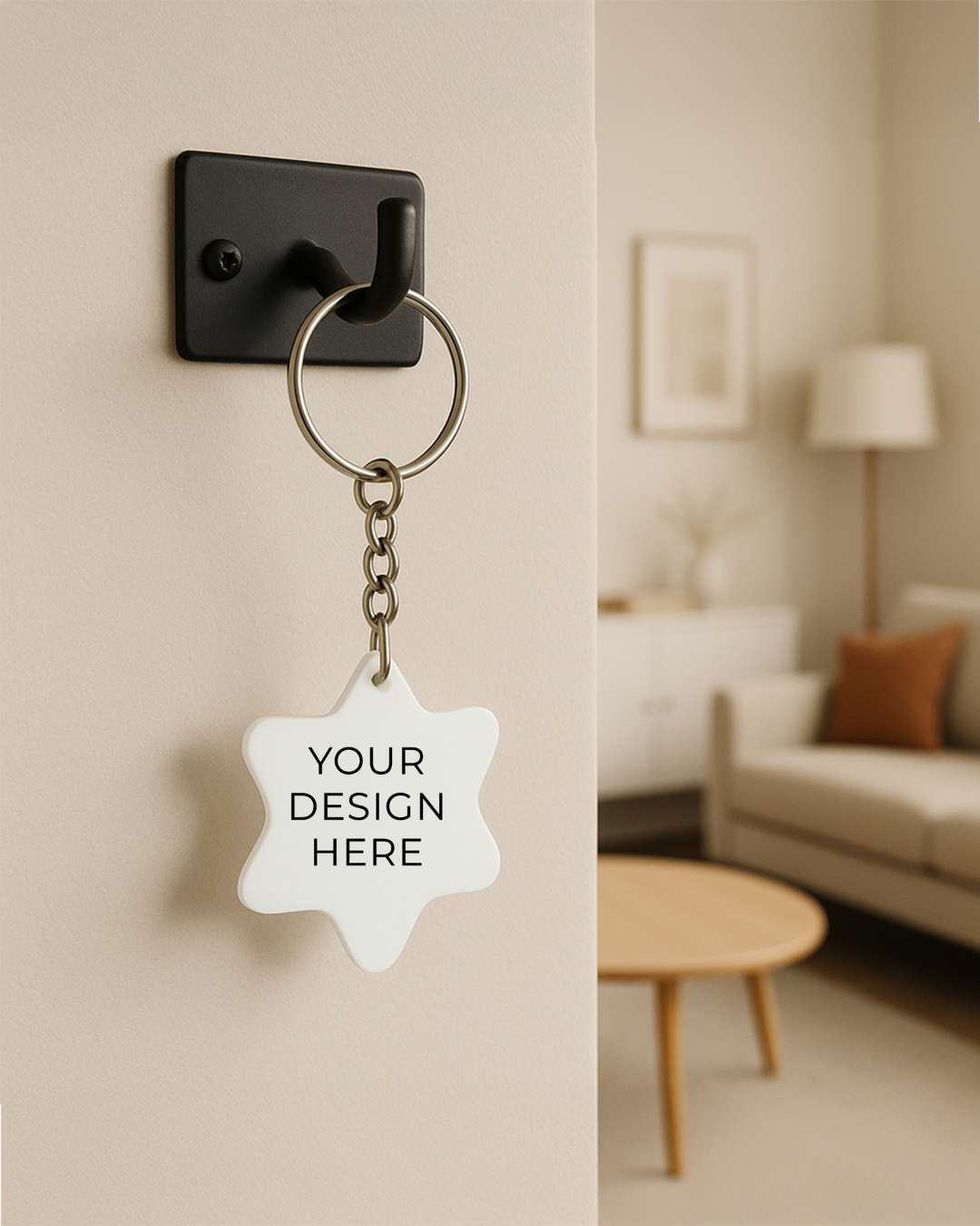 Star Shape Acrylic Key Chain  | White