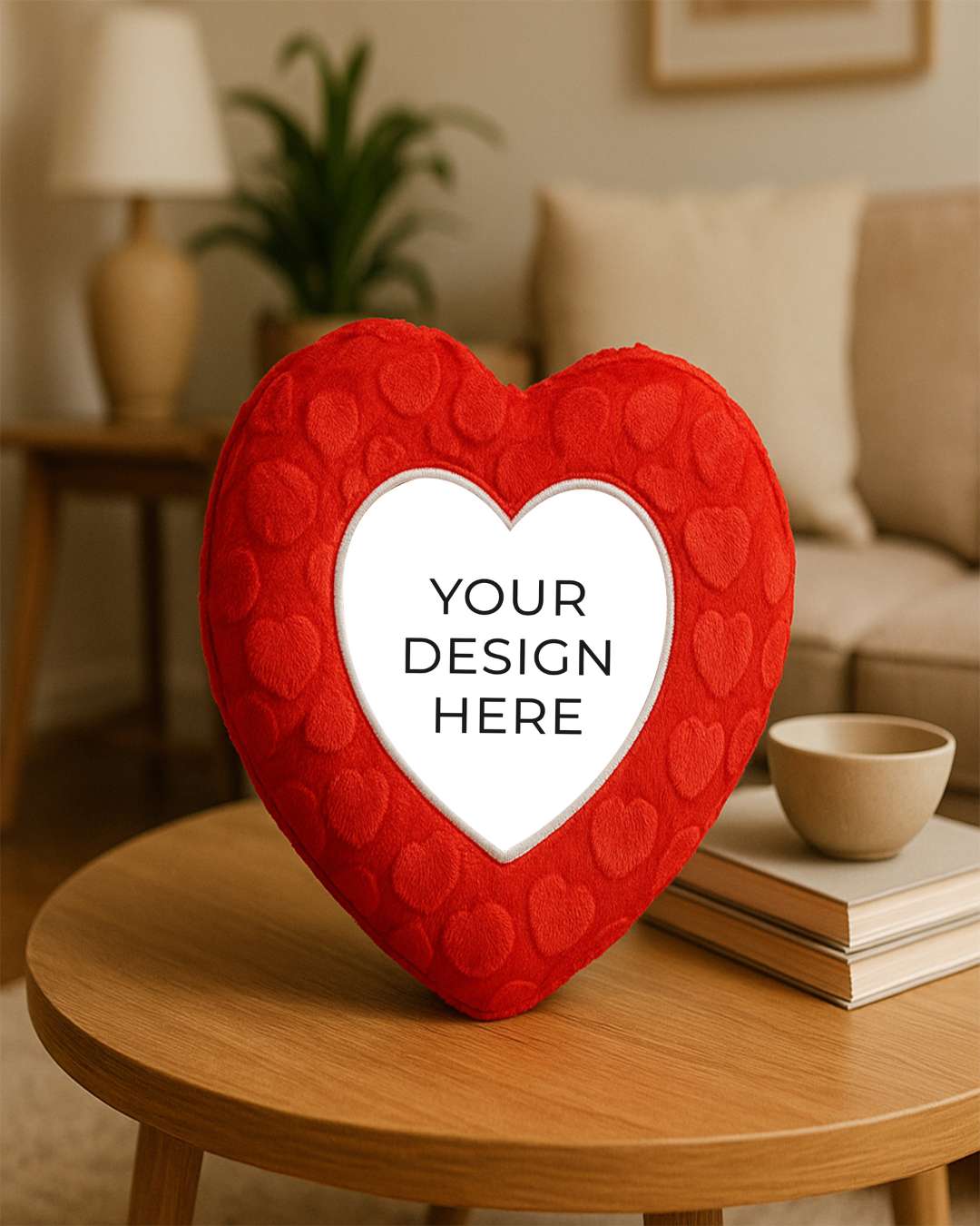 Single Heart Shaped Pillow – Personalized with your photo or text  | Red