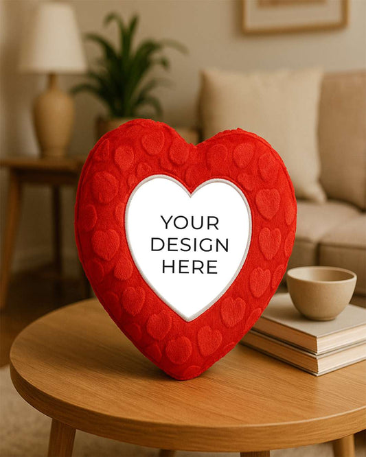 Single Heart Shaped Pillow – Personalized with your photo or text  | Red