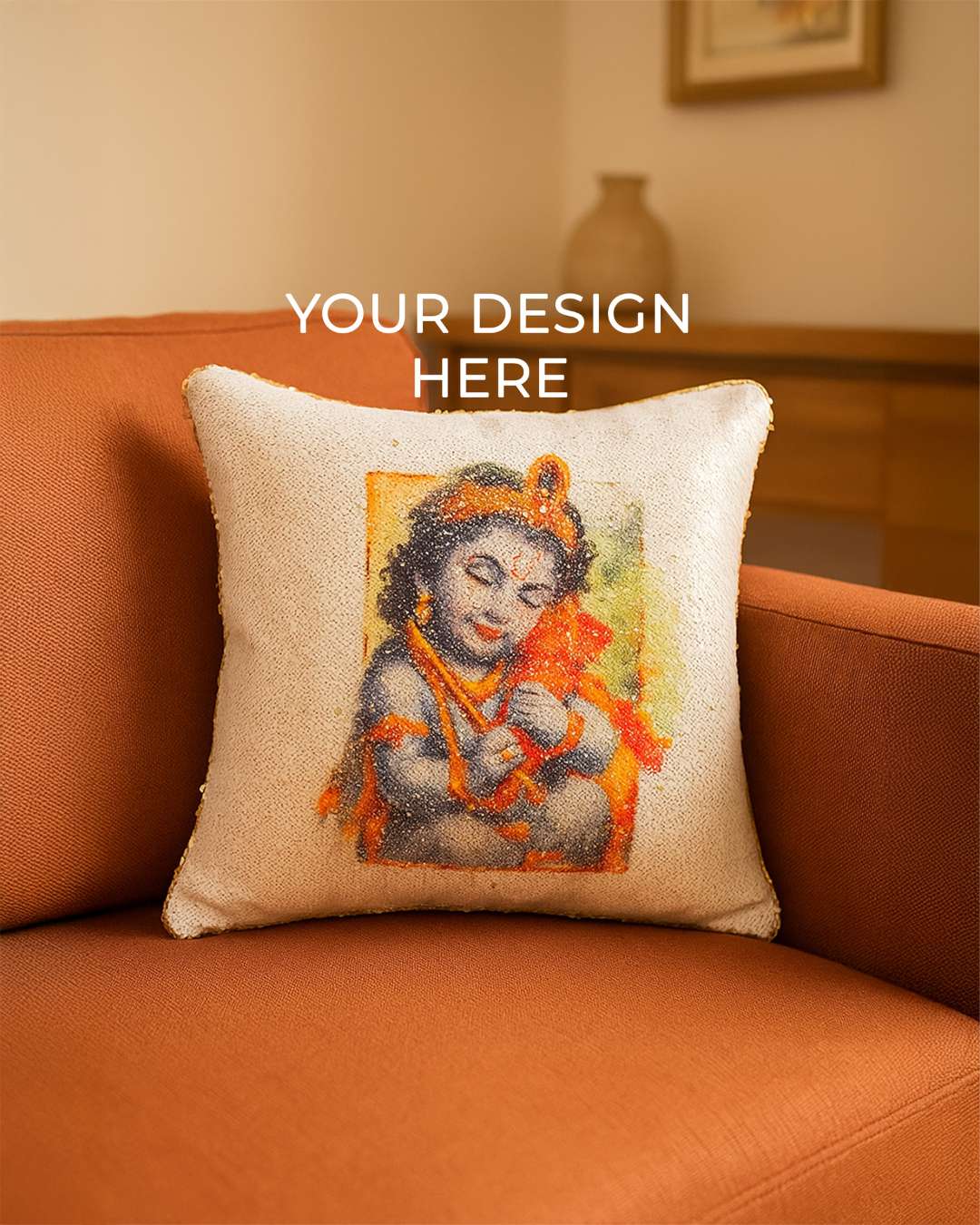 Magic Photo Square Shaped  Double Fenced Pillow – Personalized with your photo or text | White