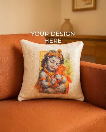 Magic Photo Square Shaped  Double Fenced Pillow – Personalized with your photo or text | White