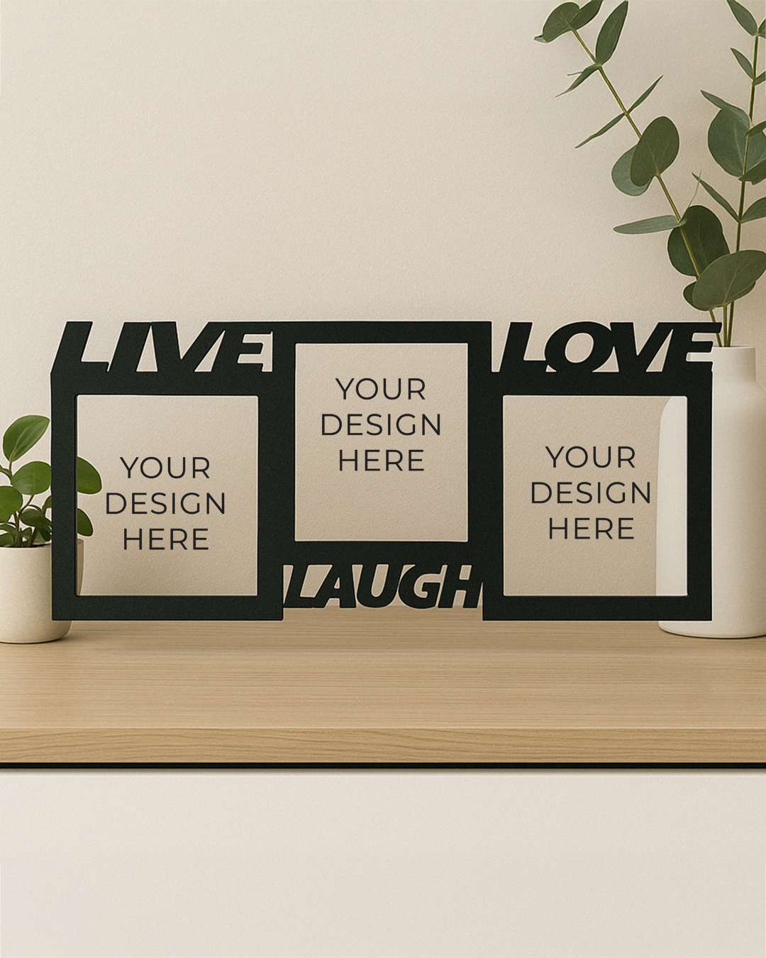 Live Laugh Love Collage – Sublimation Photo Frame  | Black