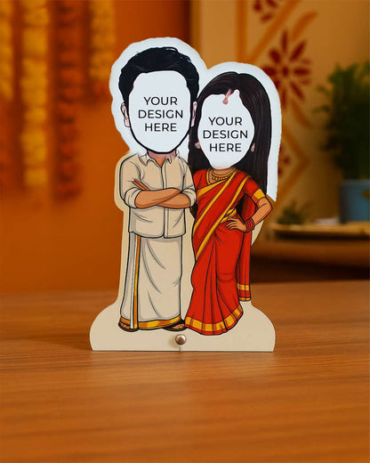 Caricature of Married South Indian Couple