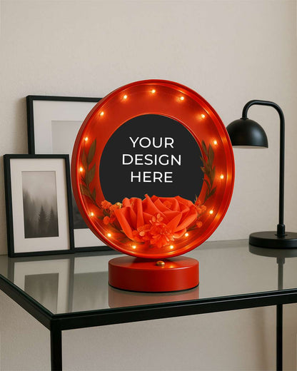 LED MDF Rotating Lamp Double Round Shape Photo Lamp  | Red