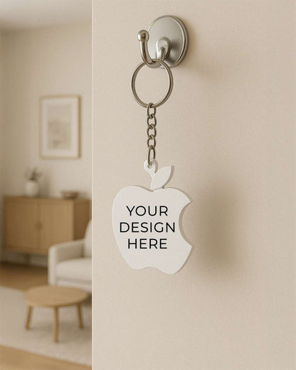 Apple Shape Key Chain  | White
