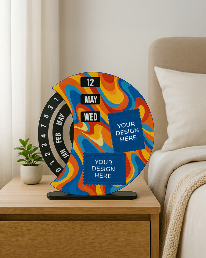 Personalized Wooden Rotating Photo Calendar | Colorful Print