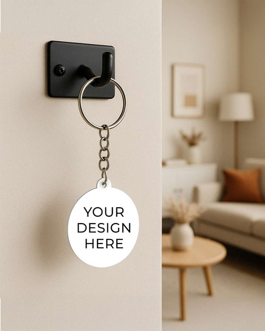 Round Shape Key Chain  | White