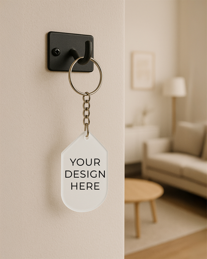 Hexa Shape Polymer Key Chain  | White