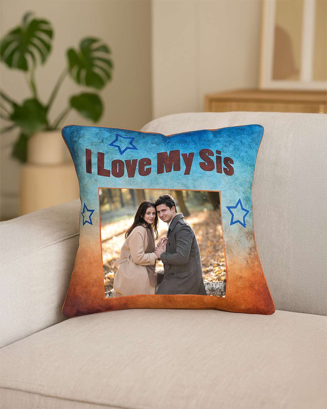 I love my Sis Sqaure Shaped Pillow – Personalized with your photo or text | Multi