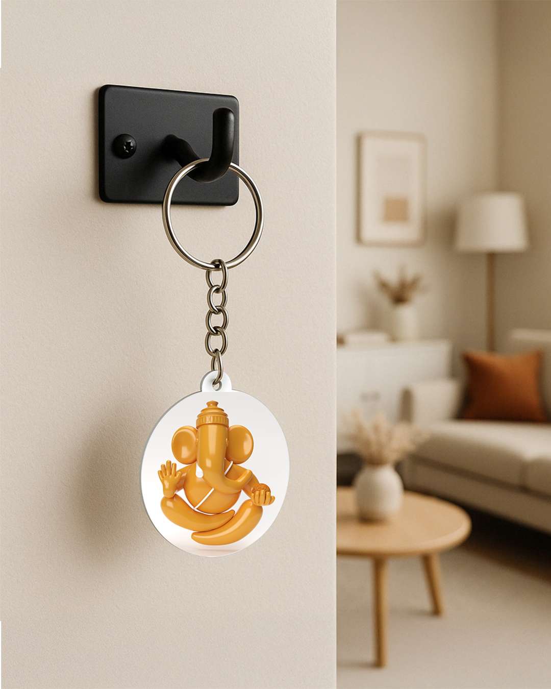 Round Shape Key Chain  | White