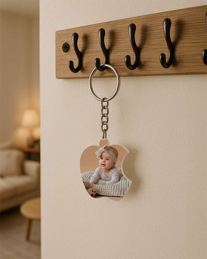 Apple Shape Key Chain | White