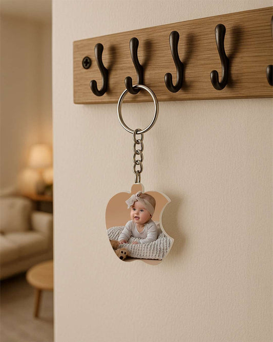 Apple Shape Key Chain | White