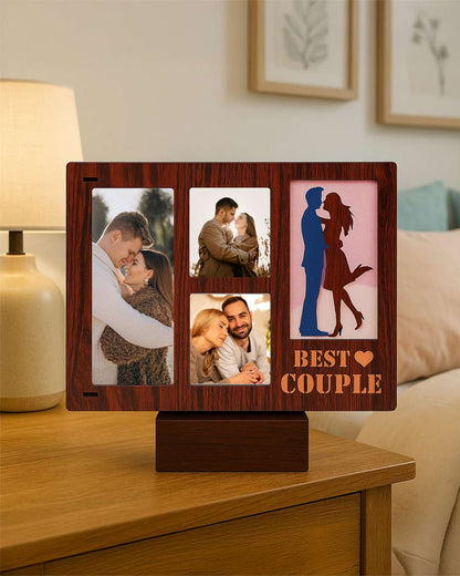 Best Couple Light Frame Photo Collage with three Pic - | Brown
