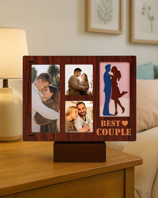 Best Couple Light Frame Photo Collage with three Pic - | Brown