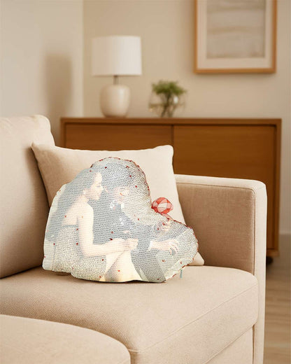 Magic Photo White Heart Shaped Double Fenced Pillow – Personalized with your photo or text | White | White