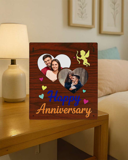 Happy Anniversary Light Frame with two Pictures -  | Brown