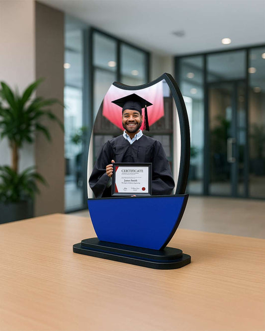 Customized Wooden Sublimation MDF and Acrylic Momento Trophy | Blue