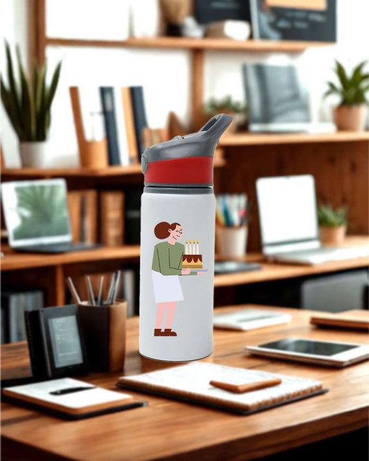 Sports Water White Bottle with Red Color Cap 750 ml | White