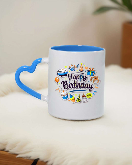Heart Handle Inner Color Mug  | Blue