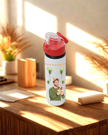 Sports Water Sipper White Bottle with Red Color Cap 750 ml | White