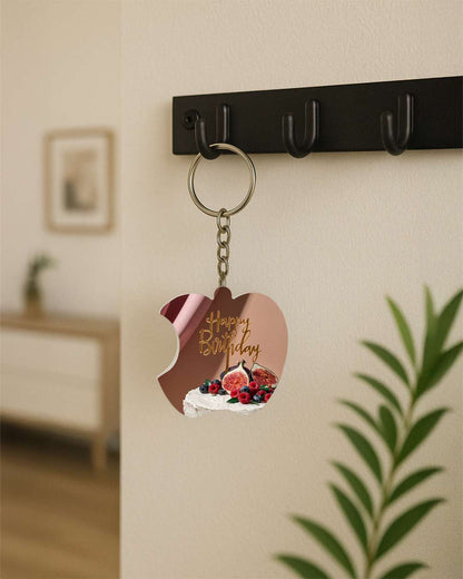 Apple Shape Key Chain   | White