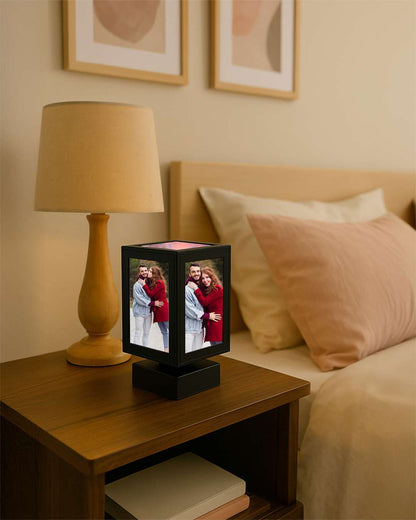 MDF Rotating / Still Photo LED Lamp | Milky and Black