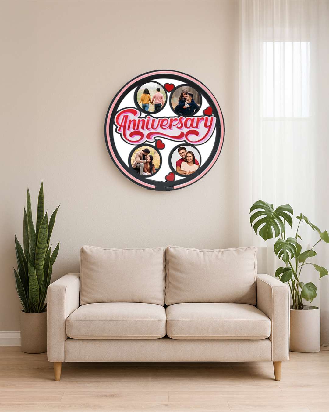 Anniversary Wall Hanging Light Frame with 4 Pictures | Multi