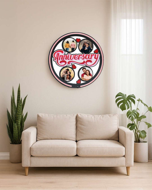 Anniversary Wall Hanging Light Frame with 4 Pictures | Multi