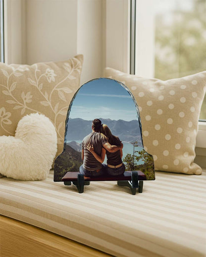 Customized Blank Rock Slate Set with Display Stand   | White