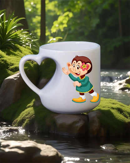 6oz White Color Heart Cut Shaped Mug  | White