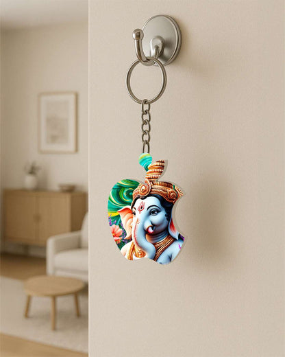 Apple Shape Key Chain  | White