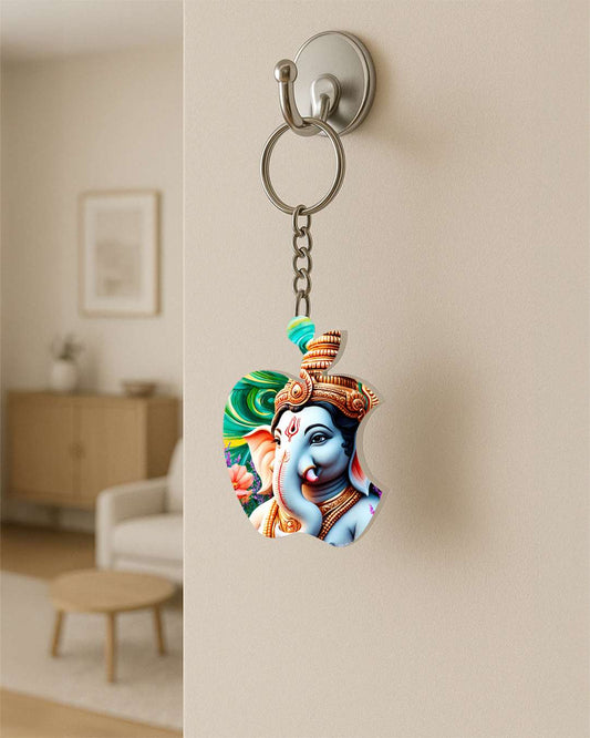 Apple Shape Key Chain  | White