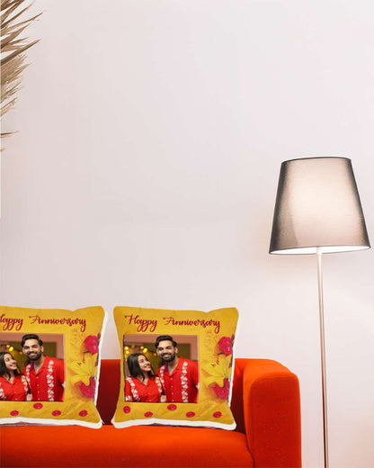 Happy Anniversary Square Shaped Pillow – Personalized with your photo or text | Multi