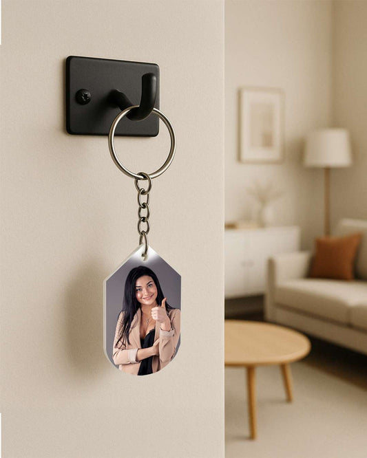 Hexa Shape Key Chain   | White