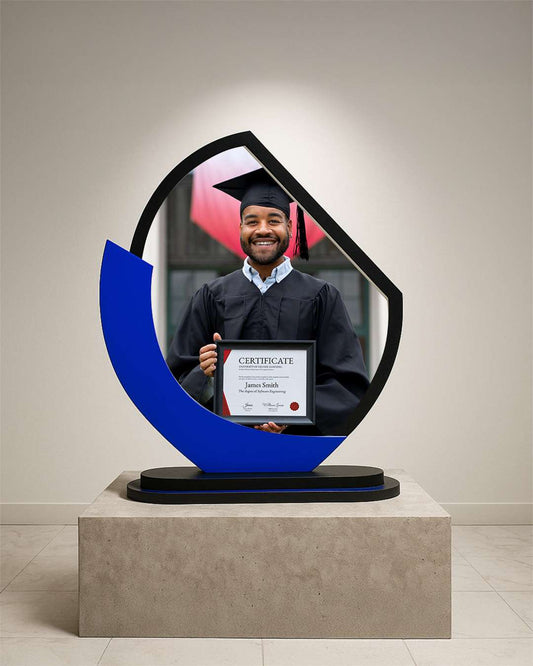 Customized Wooden Sublimation MDF and Acrylic Momento Trophy   | Blue