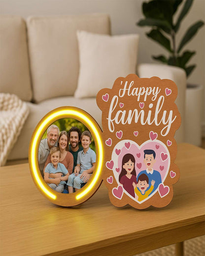 Happy Family Neon Table Frame  | Brown