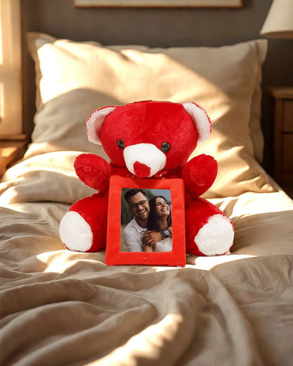 Teddy Bear Rectangle Shaped Pillow – Personalized with your photo or text  | Red