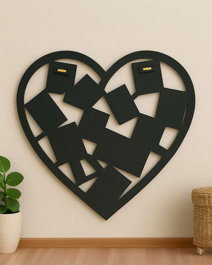 Heart Shaped Collage – Sublimation Photo Frame  |  Black