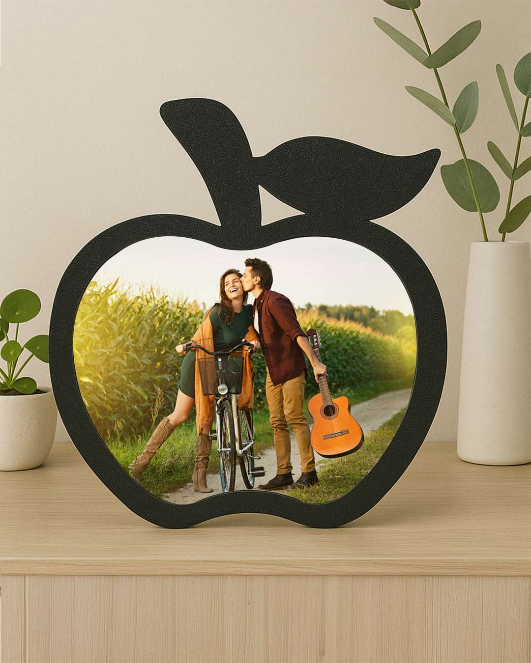 Apple Shaped – Sublimation Photo Frame  | Black