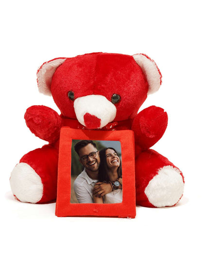 Teddy Bear Rectangle Shaped Pillow – Personalized with your photo or text  | Red