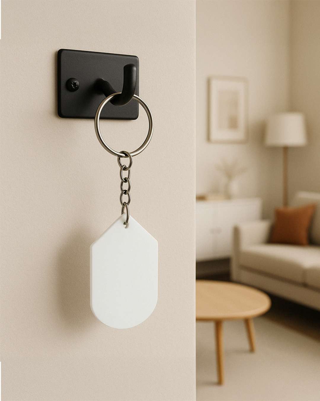 Hexa Shape Key Chain   | White